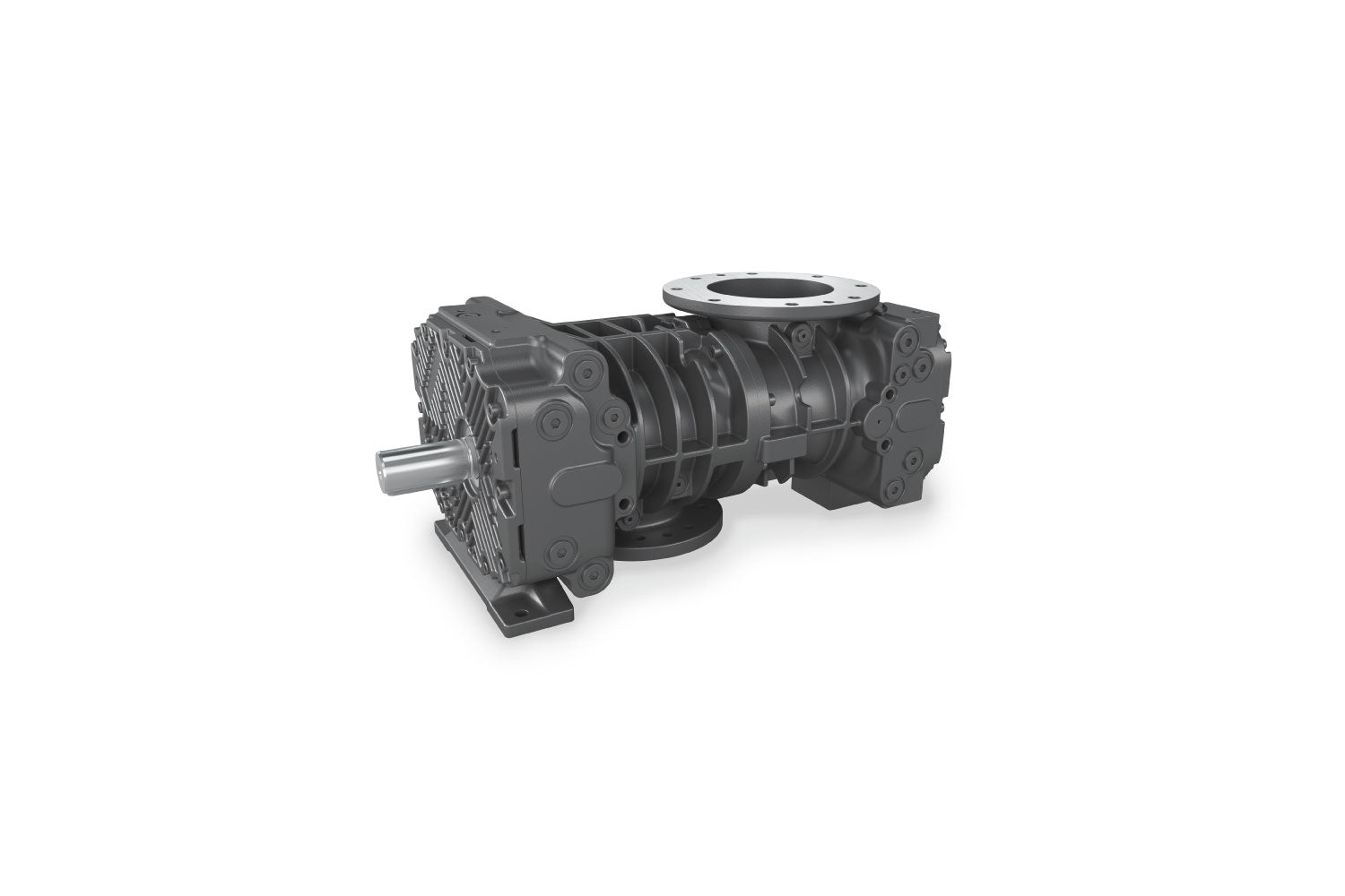 Soplador de alta eficiencia con un rotor helicoidal patentado 3x5 revestido de politetrafluoretileno (PTFE) de grado alimenticio. Con engranajes helicoidales sincronizados, diseñado para maximizar el ahorro energético.